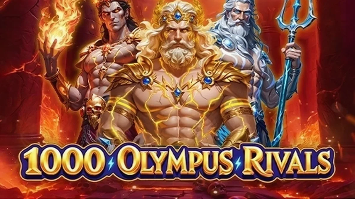 Interface do jogo 1000 Olympus Rivals com temática de mitologia grega